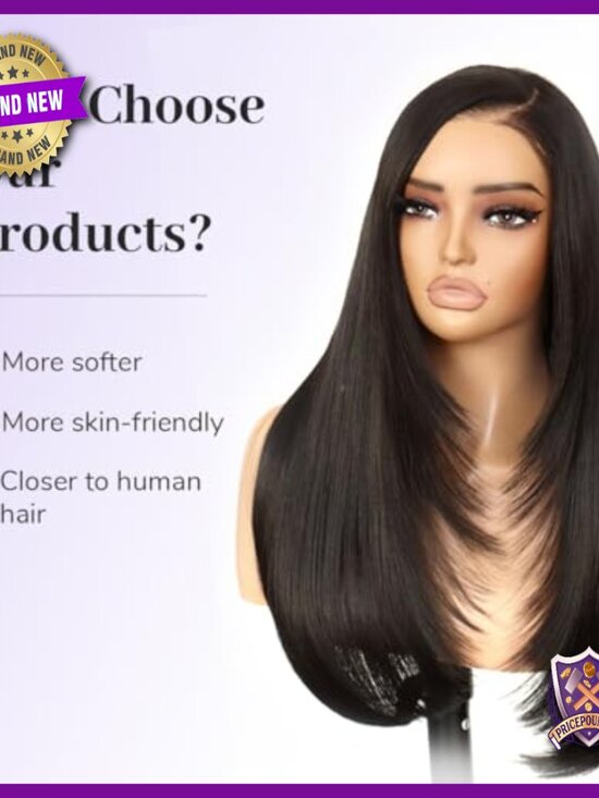 22 Inch Glueless Synthetic Lace Front Wig, Pre-Styled Layered Cut, Wear & Go